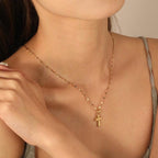 Stainless Steel Cross Pendant Necklace Hip Hop Style Polka Dot 316L