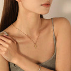 Stainless Steel Cross Pendant Necklace Hip Hop Style Polka Dot 316L