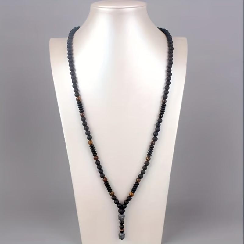 Tiger Eye Beaded Necklace with Buddha Head Pendant
