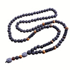 Tiger Eye Beaded Necklace with Buddha Head Pendant