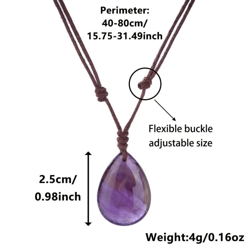 Natural Stone Amethyst & Lapis Lazuli Drop Pendant Necklace