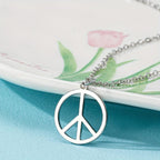 Vintage Peace Symbol Pendant Necklace Golden Tone Delicate Chain
