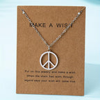 Vintage Peace Symbol Pendant Necklace Golden Tone Delicate Chain