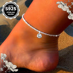 925 Sterling Silver Synthetic Zirconia Necklace Bracelet & Anklet Set