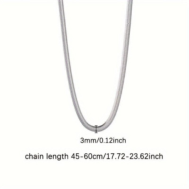 Unisex Stainless Steel Herringbone Snake Chain Choker Necklace