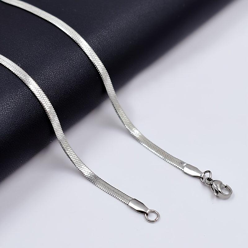 Unisex Stainless Steel Herringbone Snake Chain Choker Necklace