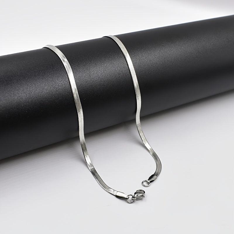 Unisex Stainless Steel Herringbone Snake Chain Choker Necklace