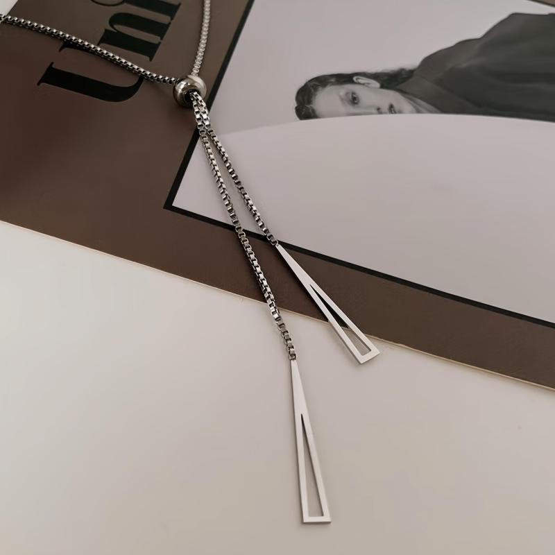 Women's Titanium Steel Geometric Triangle Necklace