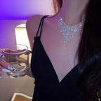 Rhinestone Necklace with Tassel Chain