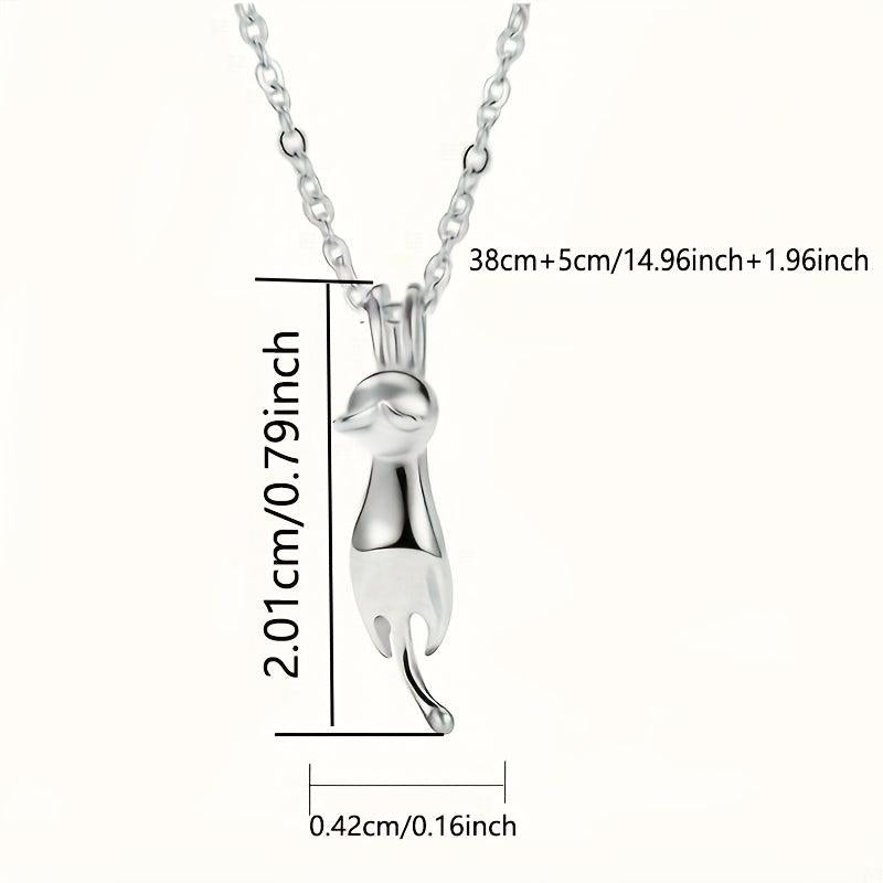 Women's Cat Pendant Necklace 925 Silver Mother's Jewelry Girlfriend Gift