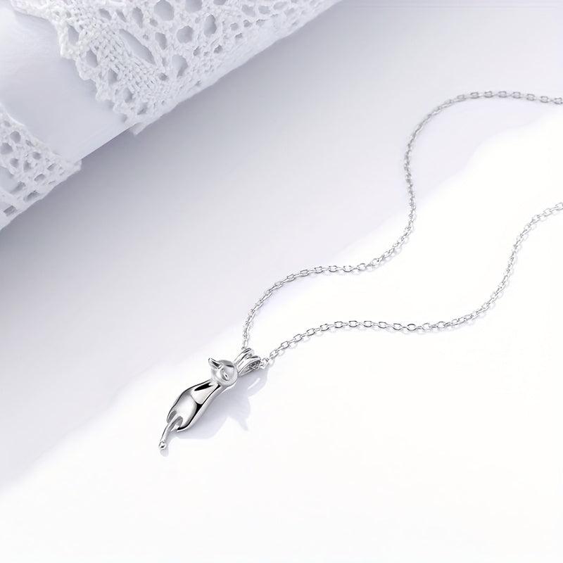 Women's Cat Pendant Necklace 925 Silver Mother's Jewelry Girlfriend Gift