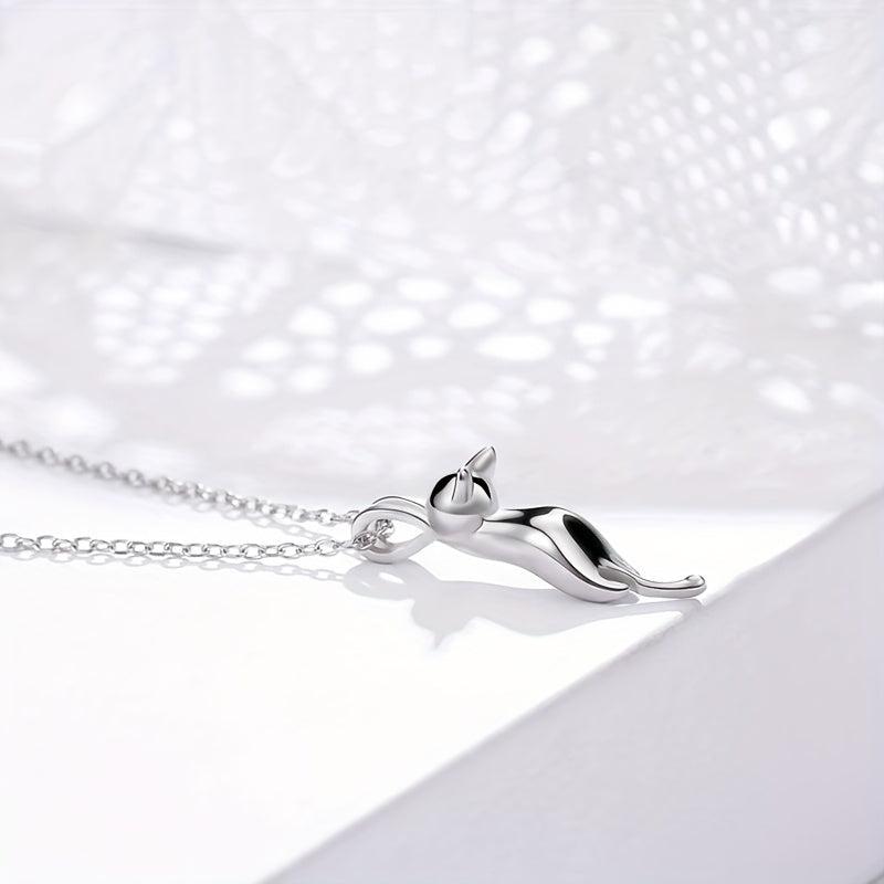 Women's Cat Pendant Necklace 925 Silver Mother's Jewelry Girlfriend Gift