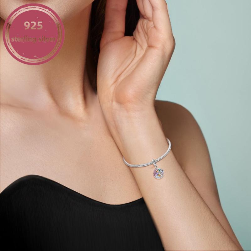 925 Silver Moon Tree Pendant Charms for DIY Jewelry