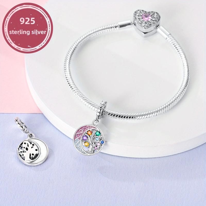 925 Silver Moon Tree Pendant Charms for DIY Jewelry
