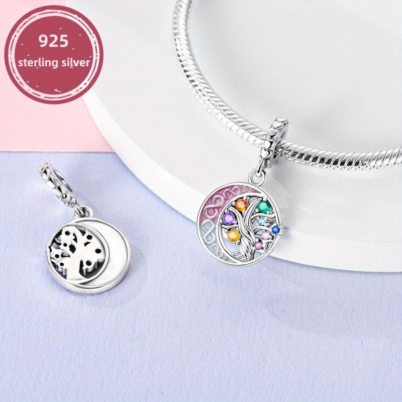 925 Silver Moon Tree Pendant Charms for DIY Jewelry