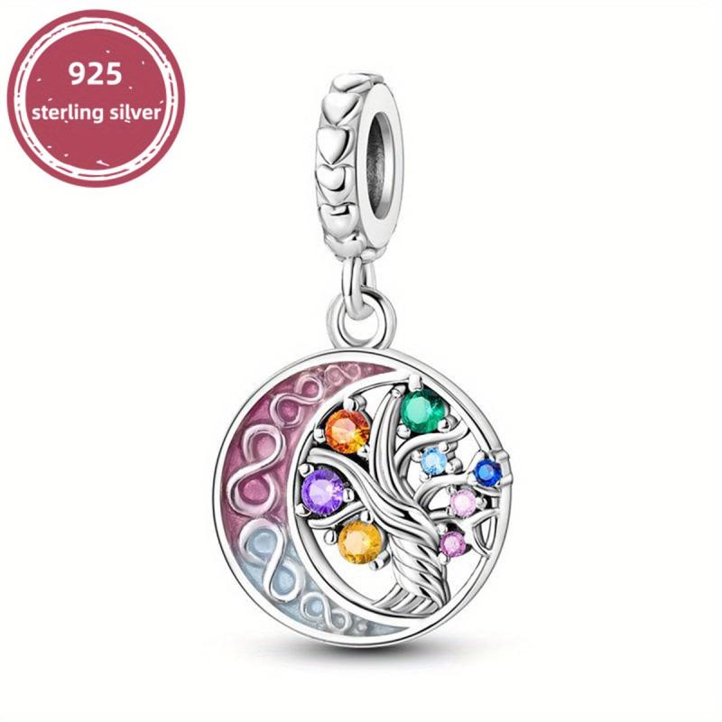 925 Silver Moon Tree Pendant Charms for DIY Jewelry