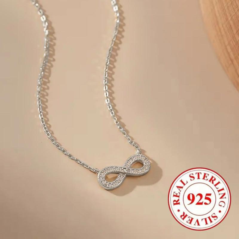 925 Silver Infinity Pendant Necklace with CZ, Elegant Women's Jewelry