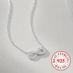 925 Silver Infinity Pendant Necklace with CZ, Elegant Women's Jewelry
