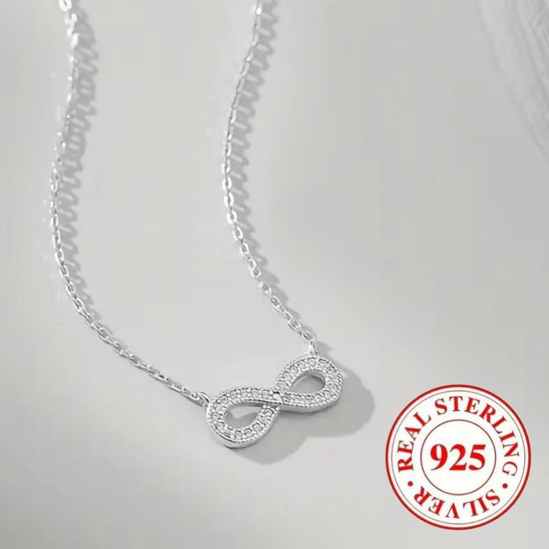 925 Silver Infinity Pendant Necklace with CZ, Elegant Women's Jewelry