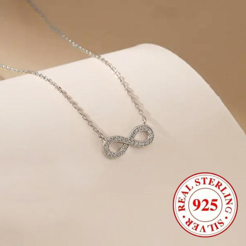 925 Silver Infinity Pendant Necklace with CZ, Elegant Women's Jewelry