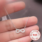 925 Silver Infinity Pendant Necklace with CZ, Elegant Women's Jewelry