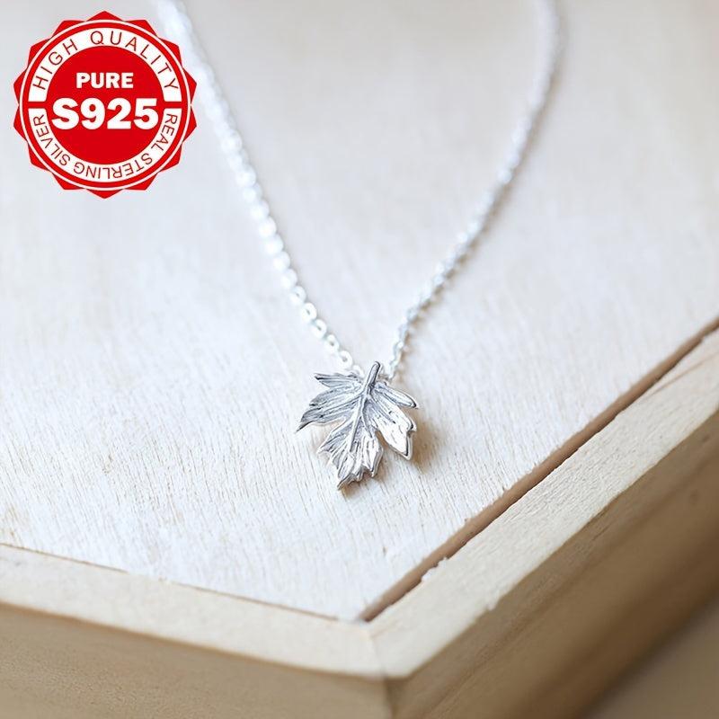 Maple Leaf Necklace S935 Sterling Silver Hypoallergenic 1.8g