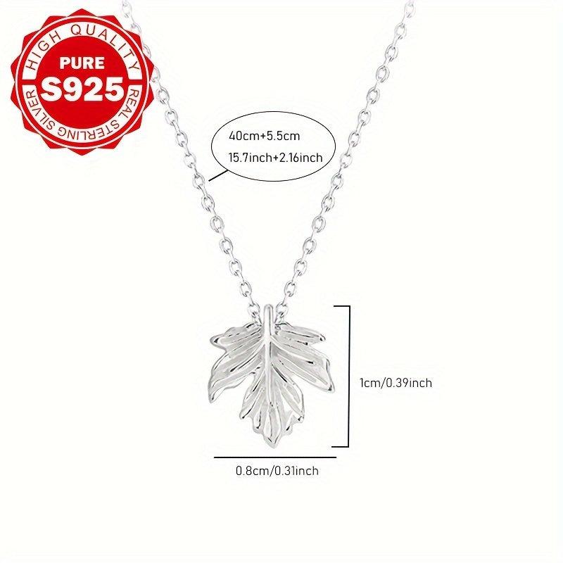 Maple Leaf Necklace S935 Sterling Silver Hypoallergenic 1.8g