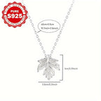 Maple Leaf Necklace S935 Sterling Silver Hypoallergenic 1.8g