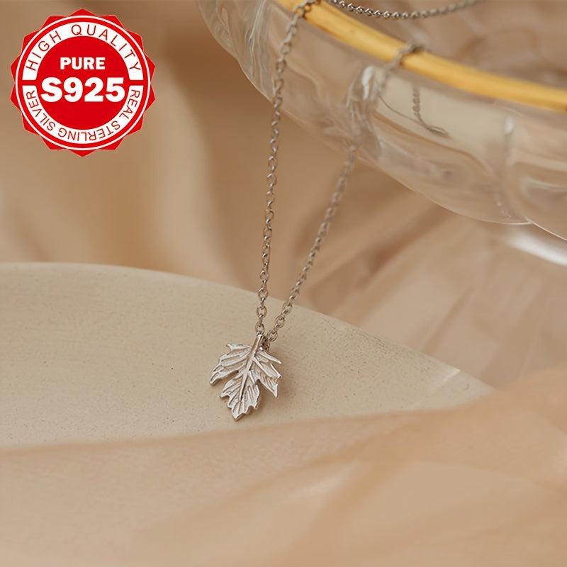 Maple Leaf Necklace S935 Sterling Silver Hypoallergenic 1.8g