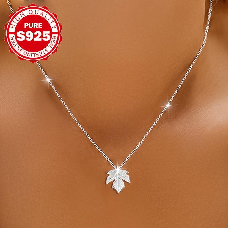 Maple Leaf Necklace S935 Sterling Silver Hypoallergenic 1.8g