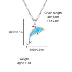 925 Silver Dolphin Pendant Necklace with Opal Chain for Women