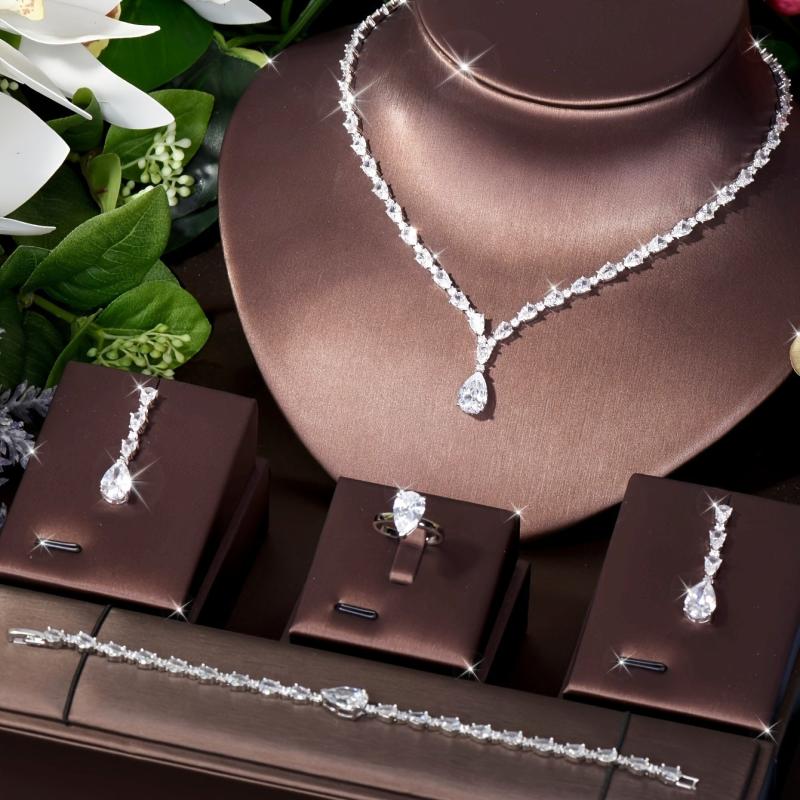 AAA Zirconia Water Drop Shape Women's Blingbling Jewelry Set