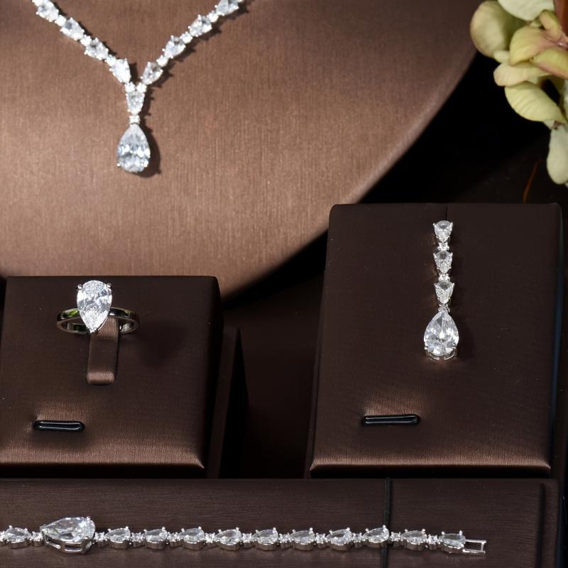 AAA Zirconia Water Drop Shape Women's Blingbling Jewelry Set