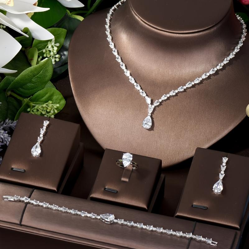 AAA Zirconia Water Drop Shape Women's Blingbling Jewelry Set
