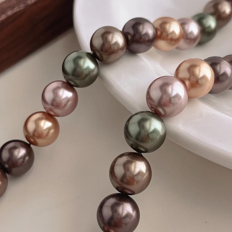 12mm Coffee Faux Necklace Choker Vintage Style Chain