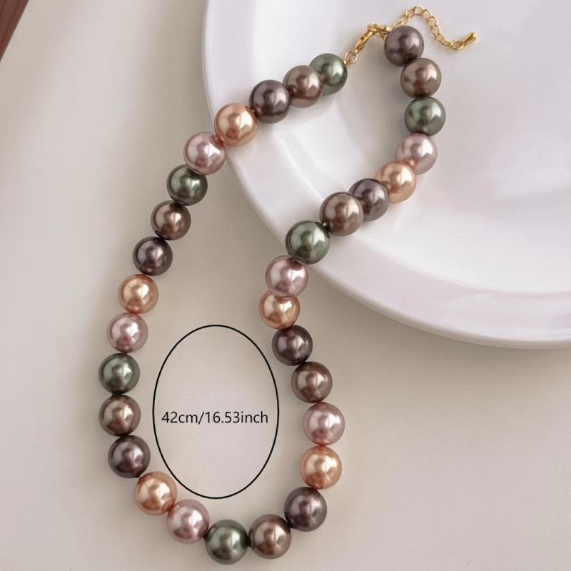 12mm Coffee Faux Necklace Choker Vintage Style Chain