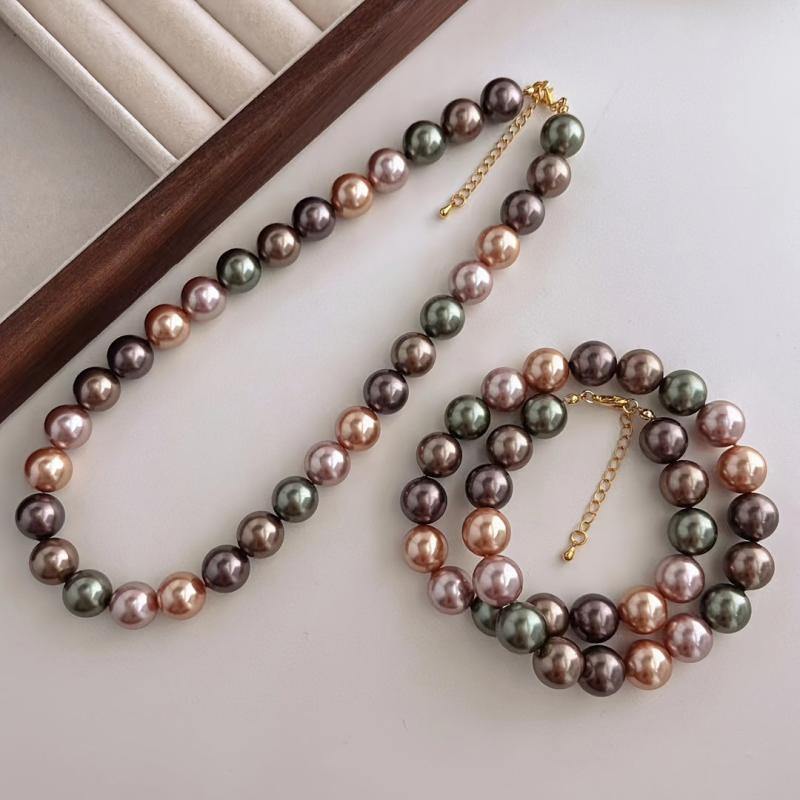 12mm Coffee Faux Necklace Choker Vintage Style Chain