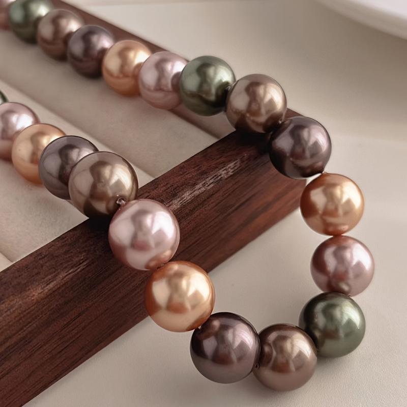 12mm Coffee Faux Necklace Choker Vintage Style Chain