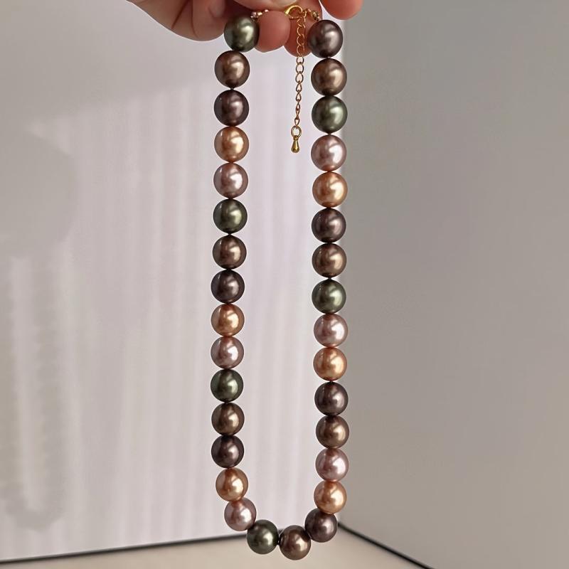 12mm Coffee Faux Necklace Choker Vintage Style Chain