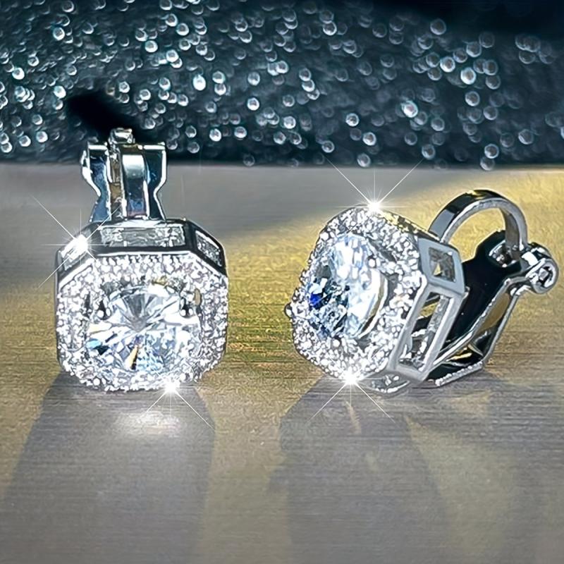 Geometric Ear Clips Women Clip On Earrings Bridal Wedding Jewelry