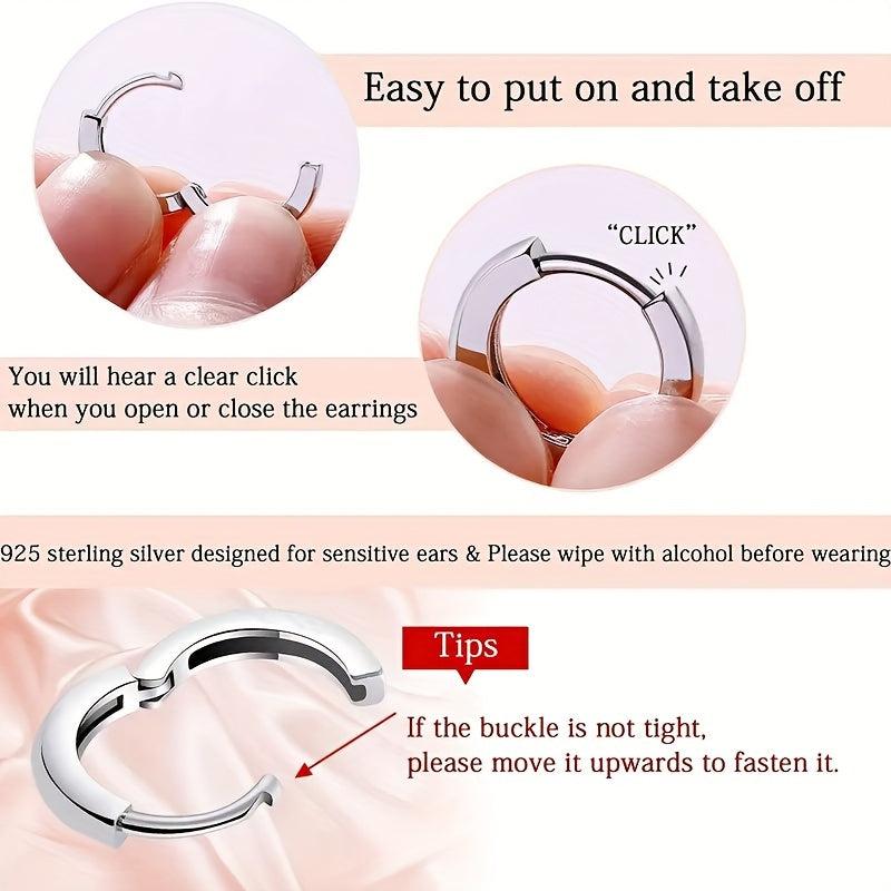 925 Sterling Silver Small Circle Stud Earrings for Men Women