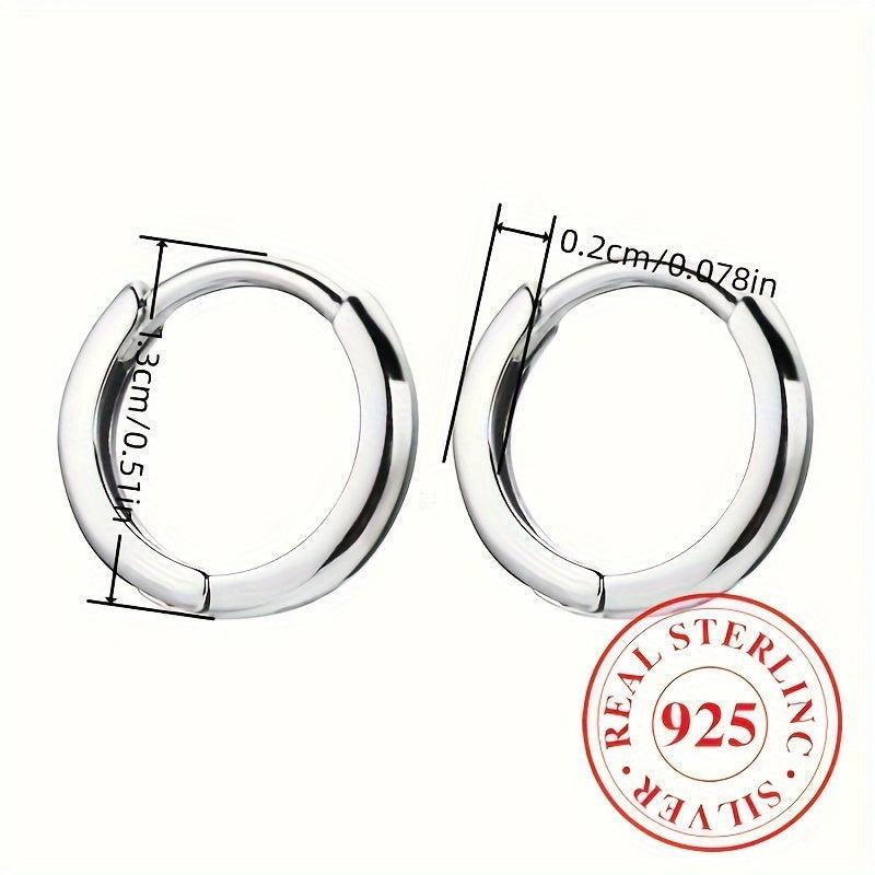 925 Sterling Silver Small Circle Stud Earrings for Men Women