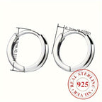 925 Sterling Silver Small Circle Stud Earrings for Men Women