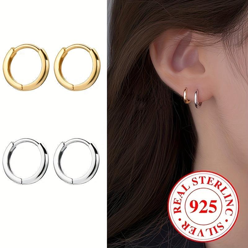 925 Sterling Silver Small Circle Stud Earrings for Men Women