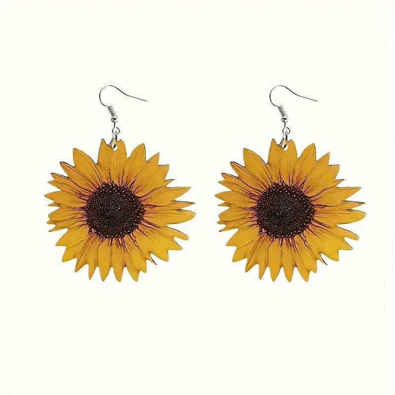 Exaggerated Sunflower Dangle Earrings - Pastoral Style
