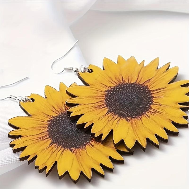 Exaggerated Sunflower Dangle Earrings - Pastoral Style