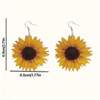 Exaggerated Sunflower Dangle Earrings - Pastoral Style