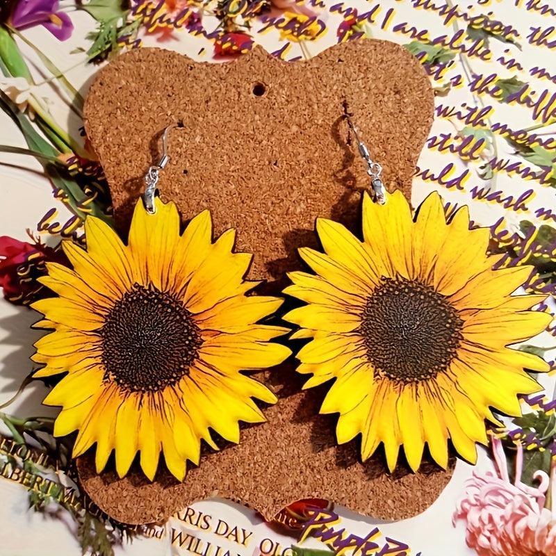 Exaggerated Sunflower Dangle Earrings - Pastoral Style