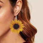 Exaggerated Sunflower Dangle Earrings - Pastoral Style