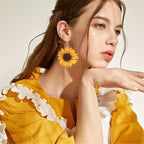 Exaggerated Sunflower Dangle Earrings - Pastoral Style